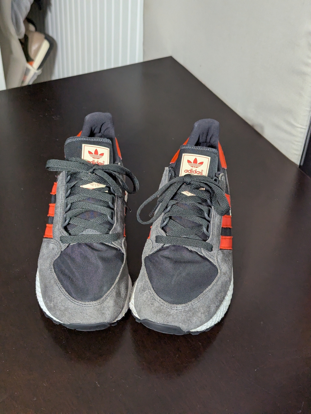 Adidas Gray & Red Runner Sneakers